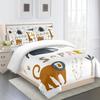Animal Bedding Set Cute Wild Animals Duvet Cover Set Cartoon Safari Wild Print Comforter for Boys Girls Separate or Set 1-3 Pcs