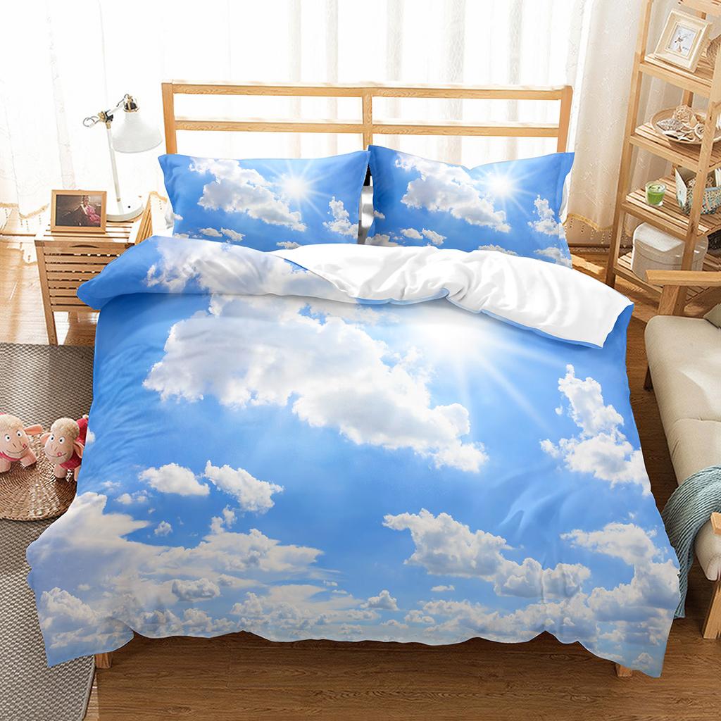 White Cloud Duvet Cover Collection Comforter Cover Twin Full King Size For Kids Teens Adults Bedroom Decor Bedding Collection With Pillowcase