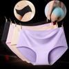 Ice Silk Panties Female Non-marking One-piece Mid-waist Sexy Ladies Triangle Panties Large Size