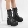 Gdgydh Большой размер 43 Весенне-осенние женские ботинки на платформе с цепями, ботинки в стиле панк, череп, гот, INS, женская обувь для косплея, армейские ботинки
