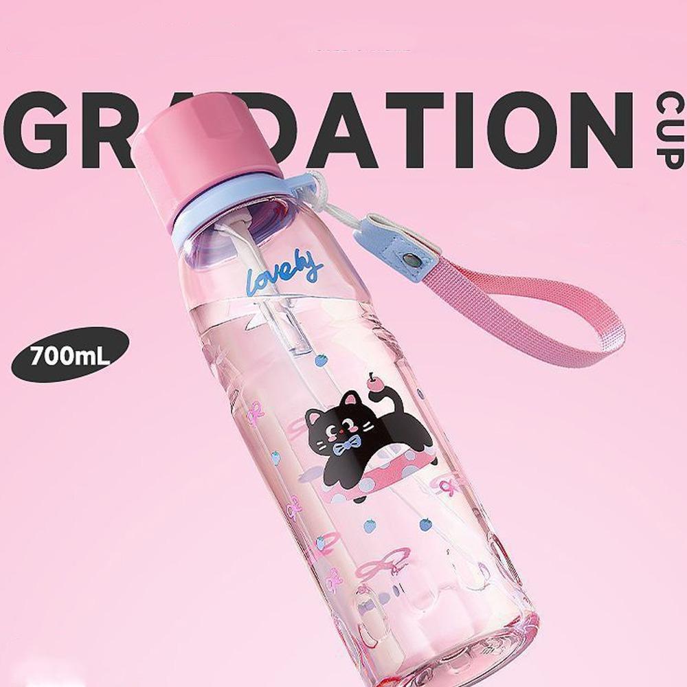 Plastic Portable Water Bottle Cartoon Sports Fitness Cup Drinking Cup  For Travel Summer Outdoor