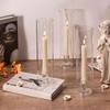 2 Pieces Tall Candle Holder Cylinder Glass Flower Vase Versatile Windproof Column