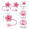 Begonia Flower Straw Cover Caps Silicone Straw Stopper 10mm Reusable Dust-Proof Straw Tips Lids For Stanleys Cup Party Decor