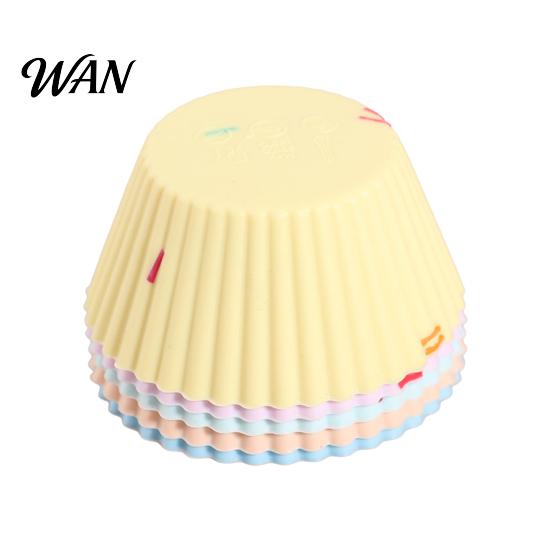 Heat Resistant Silicone Mold 5Pcs Cake Non-Stick Baking Cups Reusable Food Grade Muffin Liners Dishwasher Safe Oven Air Fryer for Muffins Egg