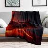 "Flaming Blade Warrior Fantasy Art Print"Blanket Flannel Throw Blanket for Sofa, Bed, Travel, Camping, Office, Couch, Chair, And Bed Gift fo