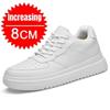 New Height Increasing Shoes for Men 10cm Invisible Elevator Sneakers White Leathe Sport