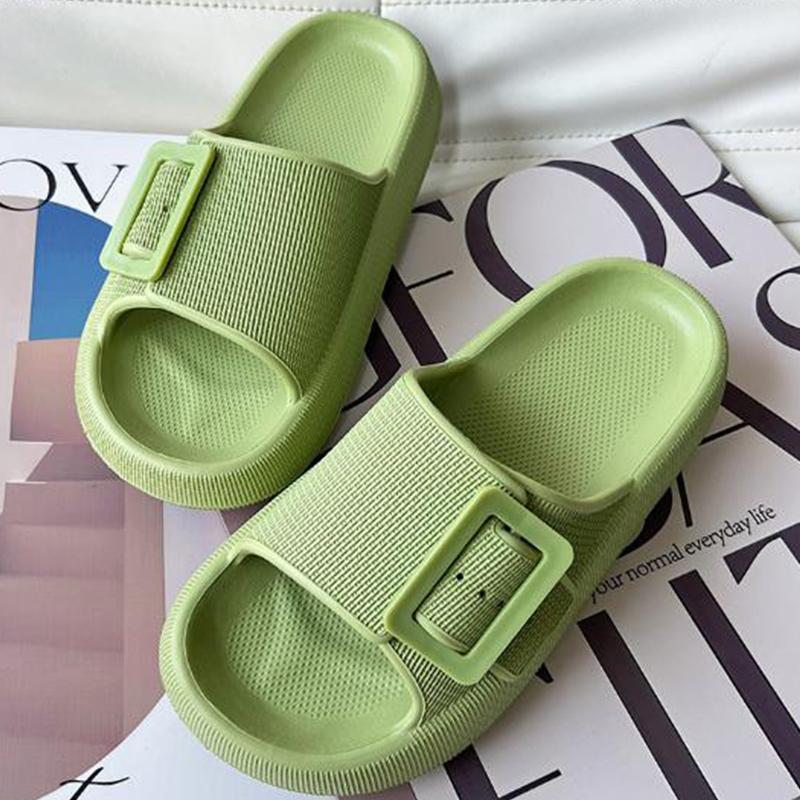 Fashion Kidmi Women's Summer Home Slippers New Thick-soled Single-Buckle Slippers Comfortable Bathroom Sole Couple Slippers EVA Slippers