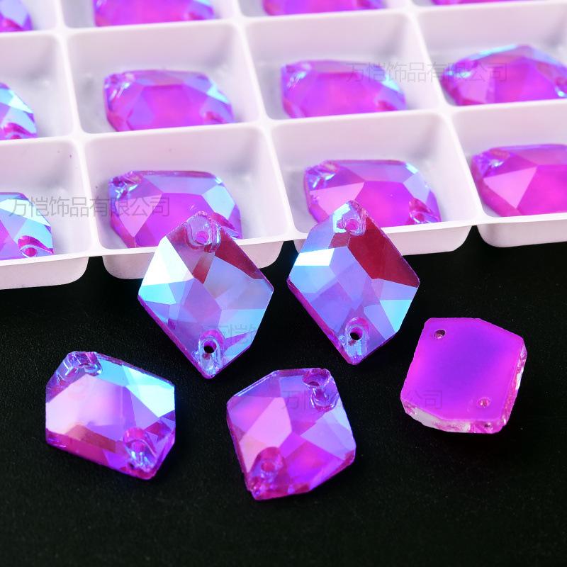 Стеклянная темно-фиолетовая флуоресцентная дрель ручной работы, специальная форма конского глаза, капля воды, неоновая, плоское дно, сшитая вручную, бижутерия своими руками, аксессуары для багажа