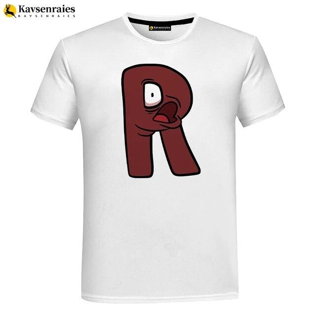 Футболка с 3D изображением алфавита, детская футболка с рисунком аниме для мальчиков и девочек, крутая уличная одежда с короткими рукавами, топы