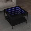 VidaXL Coffee Table with Infinity LED Black 50x50x38 Cm, Side Table, Living Room Table, Side Table, End Table, Table 847697