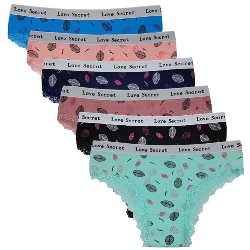 Woman Underwear Women Panties Cotton Floral Print Briefs Ladies Knickers Lingerie Intimates 6 PCS/Lot