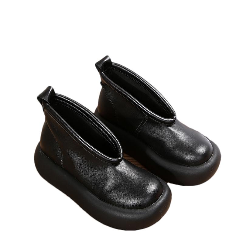 Leather Platform Women Ankle Boots Designer Fashion Mid Heels Shoes 2025 Trend New Brand Classic Oxford Winter Botas De Mujer