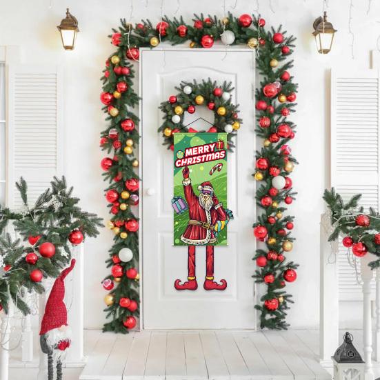 Christmas Flags Door Banner Xmas Element Foldable Easy To Hang Create Festive Atmosphere Home Decoration