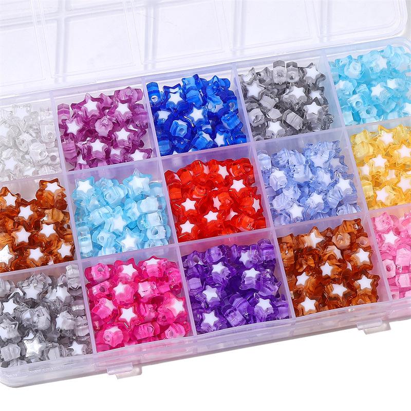 Бусины для браслетов ручной работы Акриловые двухцветные бусины Пентаграмма Бусины россыпью Бусины ручной работы Ожерелье из бисера своими руками Ювелирные изделия Аксессуары