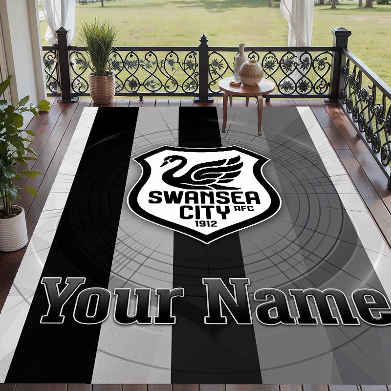 Custom Text Printed Rug Swansea City FC Non Slip Floor Carpet For Home Room Decor