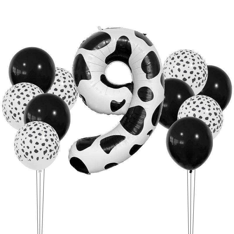 Cow Jungle Theme Balloon Set 40 Inch Black And White Digital Latex Balloon Decoration Birthday Party Decoration Photo