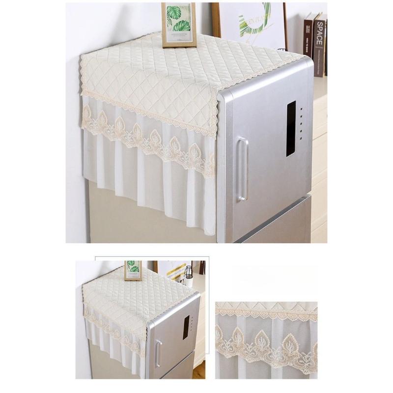 Квилтинговая пылезащитная накидка на холодильник с ромбовидной прострочкой, дизайн с кружевной шторкой, пылезащитная, красивая чехол-ткань, легко чистится, декор для дома, солнцезащитная, защитный чехол