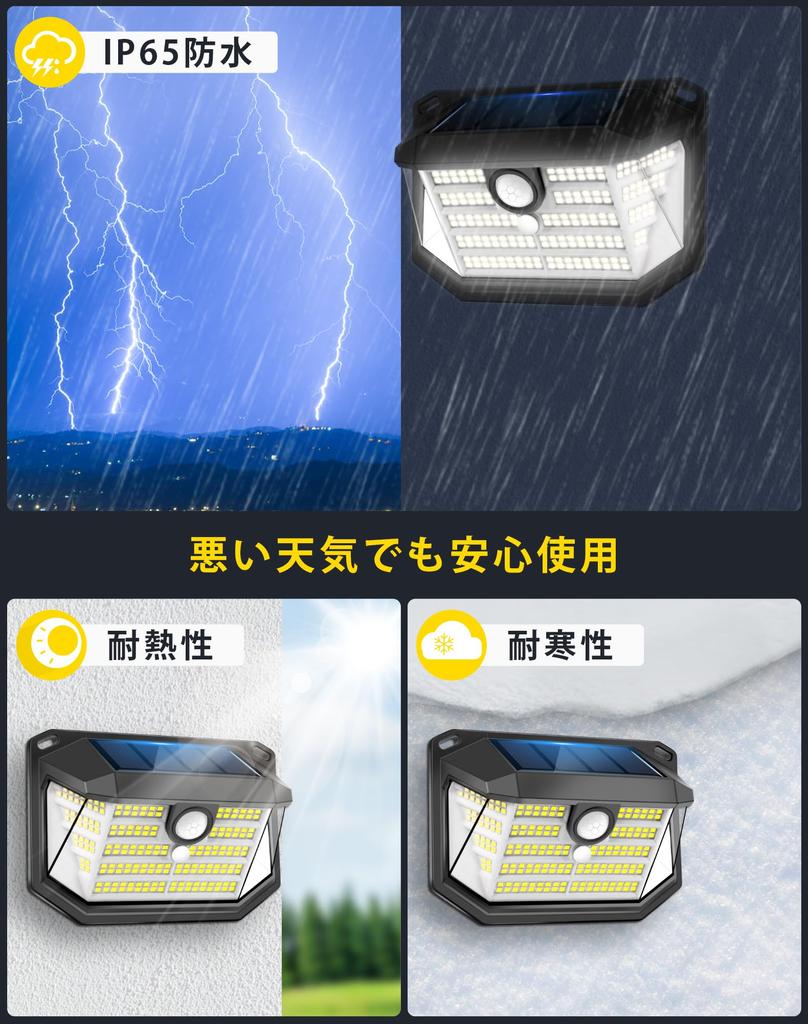 Солнечный свет, Уличный, IP65 Водонепроницаемый, Свет с датчиком, Высокая емкость 2200 мАч, Высокая чувствительность, Охранный свет, 230 ярких светодиодов, Трехсторонняя подсветка, 3