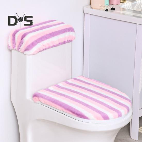 Мягкий плюшевый чехол для унитаза, набор с эластичными краями радужного цвета, легко подгоняемый чехол для унитаза, декор для ванной комнаты