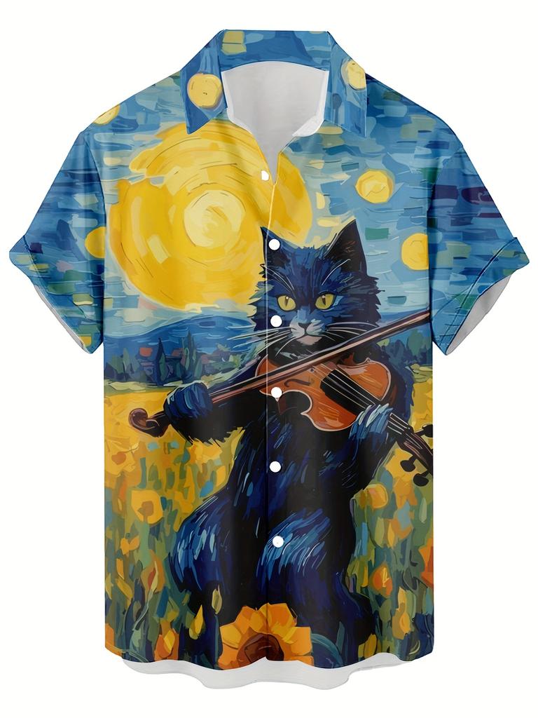 Funny Cartoon Cat 3D Printed Men's Shirt For Men Funny Dinosaur Graphic T-Shirts Fashion Casual Oversized Men's Clothing