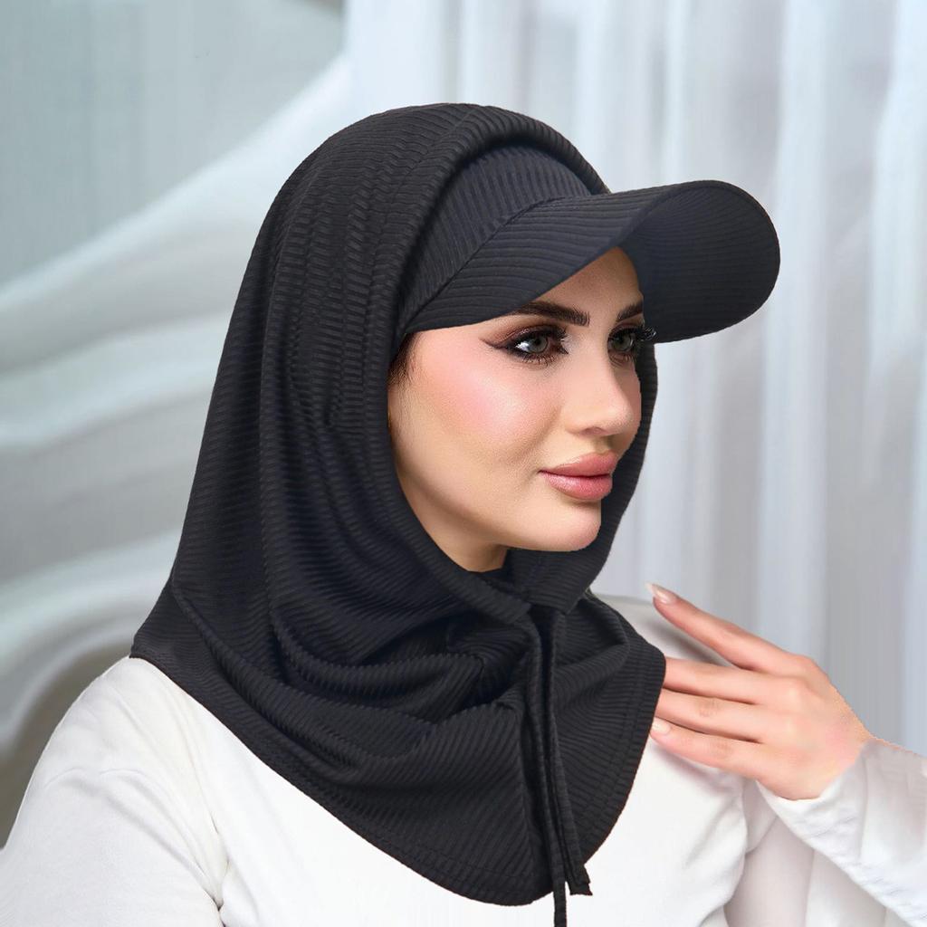 Islamic Hijab Baseball Cap for Woman Abayas Jersey Scarf Neck Cover Muslim Women Turban Instant Head Wrap Solid Color Hat