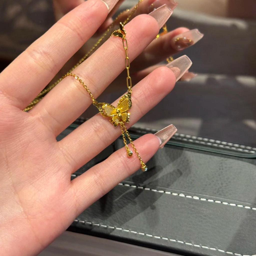 Позолоченное ожерелье-чокер с кисточкой в виде феи-бабочки - Женские роскошные аксессуары для ключицы