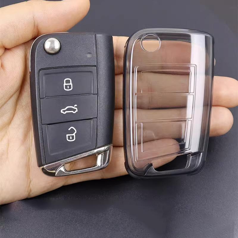 Прозрачный Мягкий ТПУ для Vw Volkswagen Golf 7 Mk7 Tiguan Mk2 Для Seat Ateca Leon Fr 2 Ibiza Для Skoda Octavia Флип Чехол для Автомобильного Ключа