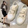 Canvas Shoes for Women Autumn New Rubber Soft Bottom Velcro Age-Reducing Solid Color Casual Sports White Shoes Women