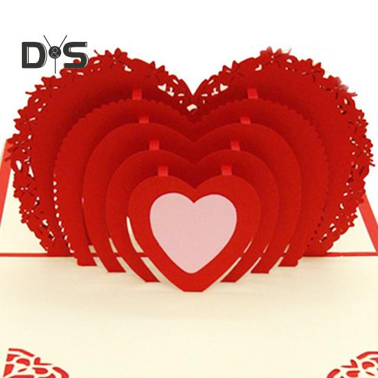 Открытка-раскладушка в виде 3D-сердца Поздравительная открытка ко Дню святого Валентина Автоматическая раскладная открытка ко Дню матери Подарок на годовщину