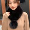 Thickened Winter Scarf Solid Color Faux Fox Fur Collar Neck Warmer Scarf  Cold Weather Accessories