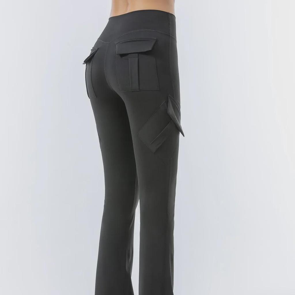 Женские облегающие штаны для йоги с высокой талией и карманами - спортивные леггинсы в стиле рабочей одежды с подъемом бедер