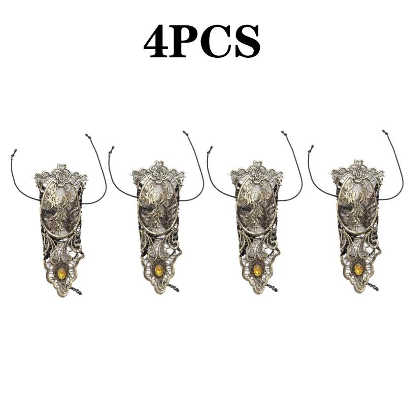 Золотые перчатки, винтажные кружевные перчатки, женские кружевные украшения для платья, подходящие манжеты без пальцев, аксессуары для костюмов для косплея в стиле аниме