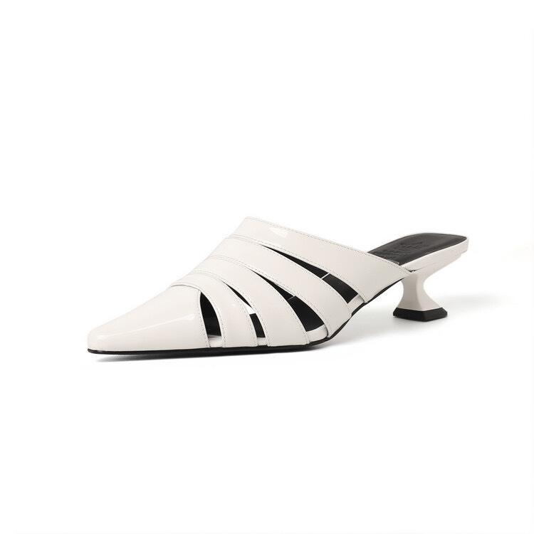 Остроконечные полые супер феи начало лета новые мягкие кожаные туфли на каблуке-кошке с мелким ртом свиная клетка женская верхняя одежда на среднем каблуке сумка голова крутые тапочки