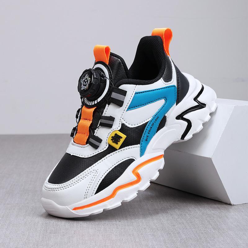 Kid's Sneakers Girls' Sports Shoes Fashionable Boys' Sports Shoes Fast and Convenient Rotating Button Sports Shoes