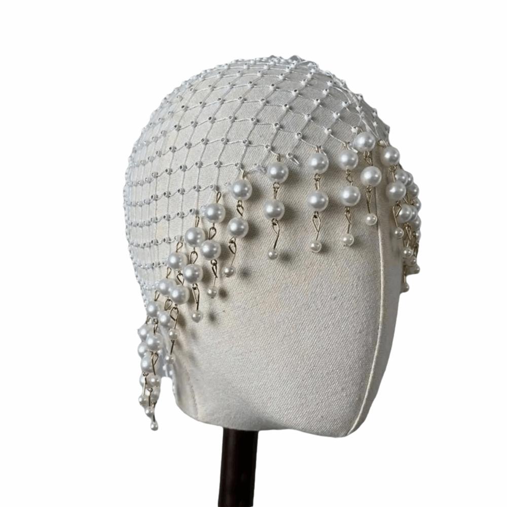 Hollow Out Pearl Tassel Hair Hat Pearl Tassels Luxury Headcaps Bridal Accessories