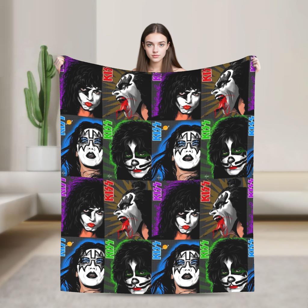 Одеяло Американской рок-группы Kiss Мягкое Теплое Новинка Плюшевое Одеяло-накидка Для Домашнего Декора Путешествий Фланелевое Покрывало Покрывало