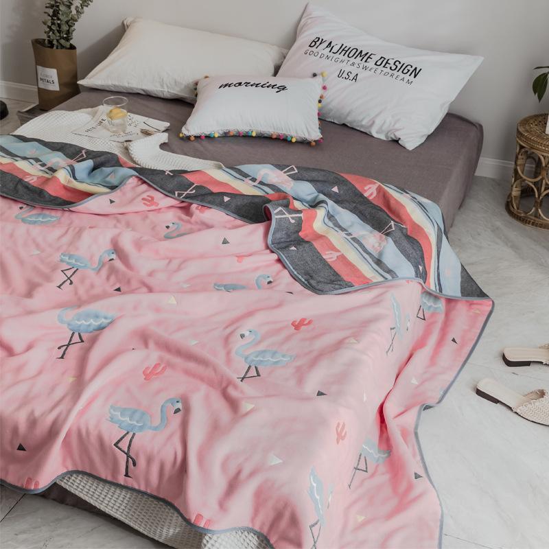 Новое хлопковое шестислойное марлевое одеяло представляет собой одинарное двойное одеяло с кондиционером, хлопковое диванное полотенце, четырехсезонное одеяло для обеденного перерыва.