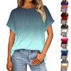 Women's Fashion Loose Casual Summer T-Shirt Pleated Short Sleeve Gradient Top