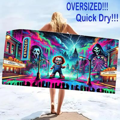 Chucky Print Beach Towel, Large Soft Quick Dry Towel for Beach Camping Swimming