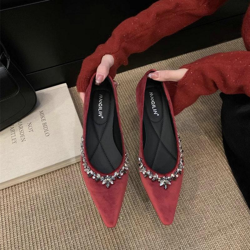 Модная женская обувь на плоской подошве Весна Осень 2025 с бриллиантовым носком и неглубоким вырезом Лоферы Женская Роскошная Обувь Женские Zapatillas Mujer