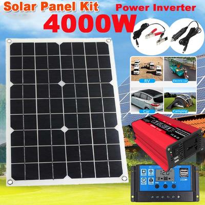 Комплект солнечной энергосистемы мощностью 4000 Вт, от 12 В до 220/110 В, модифицированная синусоидальная солнечная панель, аварийный генератор с солнечным контроллером, комплект инвертора солнечной панели
