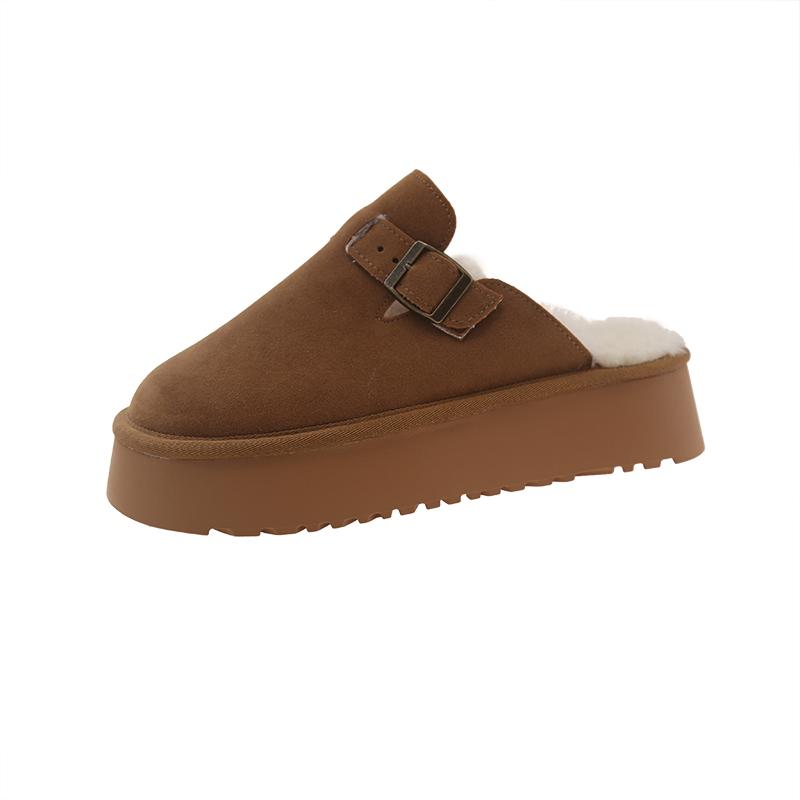 Fashion Aphixta 4.5cm Platform Buckle Dec Women Warm Slipper Furry Indoor Women Mule Shoes Winter Slides Chaussures Femme Zapatos Mujer