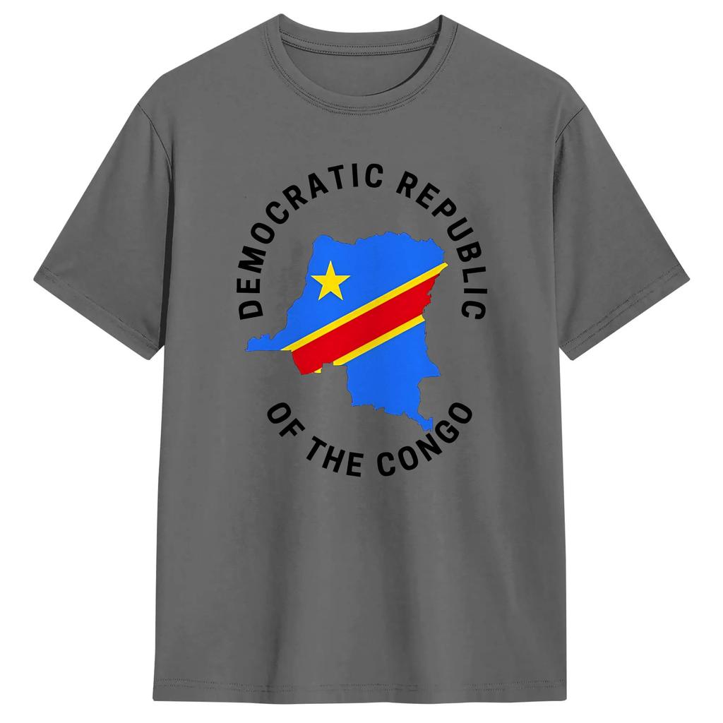Congo Flag T Shirts for Unisex Pure Cotton Novelty TShirts Crew Neck Tee Shirt Short Sleeve Tops Summer