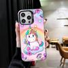 Розовый Единорог Радуга Ударопрочный Чехол для Телефона для iPhone 17 Air 16 16E 15 Pro Max 14 Plus 13 Mini 12 Задняя Крышка Противоударный Fundas