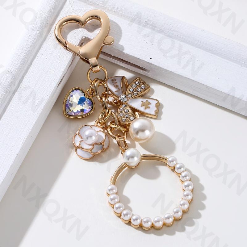 Милая круглая сумочка с бантом, эмалевый брелок с цветком, элегантный брелок-сердечко для женщин, девочек, ручная работа, хороший подарок, DIY украшение