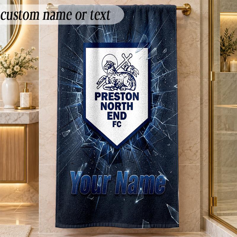 Beach TowelPreston North End Custom Name Text Personalized Soft Towel for Beach Pool Indoor Home Decor Gift