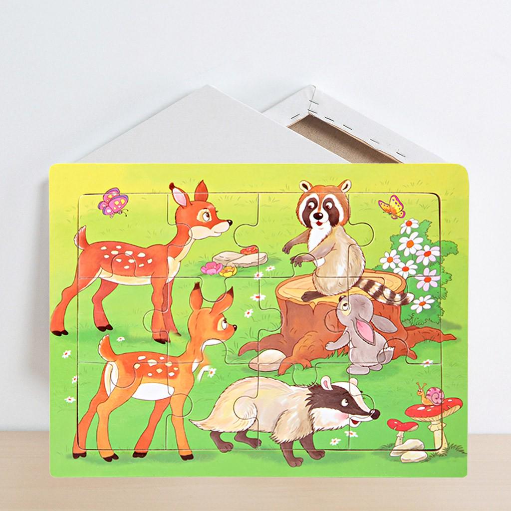 Children Wooden Toy Early Educational Cartoon Learning Pegged Puzzles Study Toy