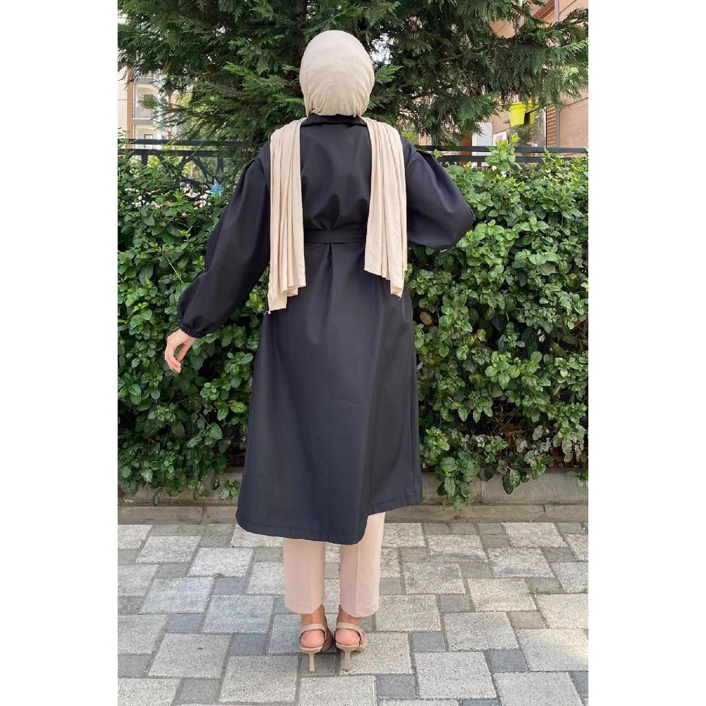 Тренч с объемными рукавами и завязкой на талии