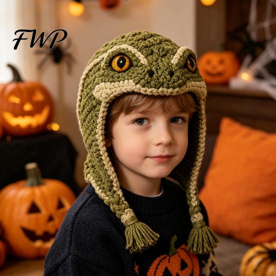 DIY Craft Project for Kids Animal Hood Hat Crochet Kit, Earflap Gift Enthusiasts Cute Kit Beginners, Handmade Winter Headwear Complete Yarn Set