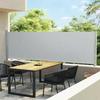 Side Awning - vidaXL - Retractable - 140 Cm X 600 Cm - Grey - 100% Polyester Fabric